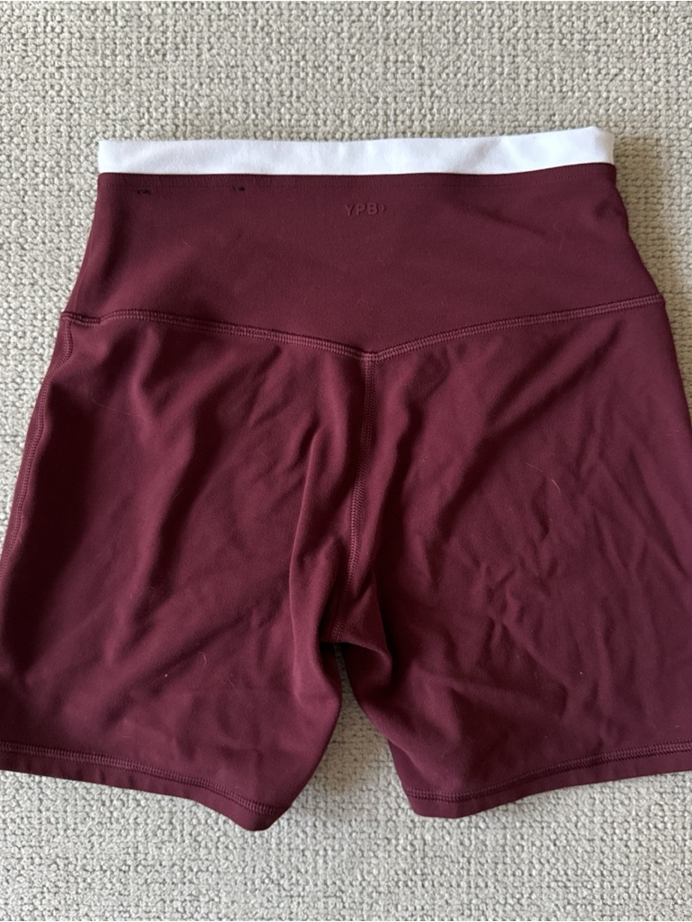 YPB High-Waist Maroon Active Shorts with White Waistband - Picture 3 of 3
